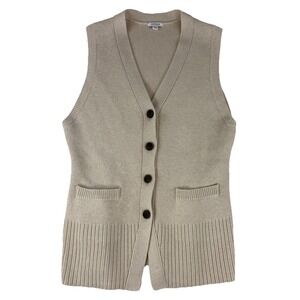 Pistola Audra Button Down Vest Cardigan Women's Large Preppy Cream Dove